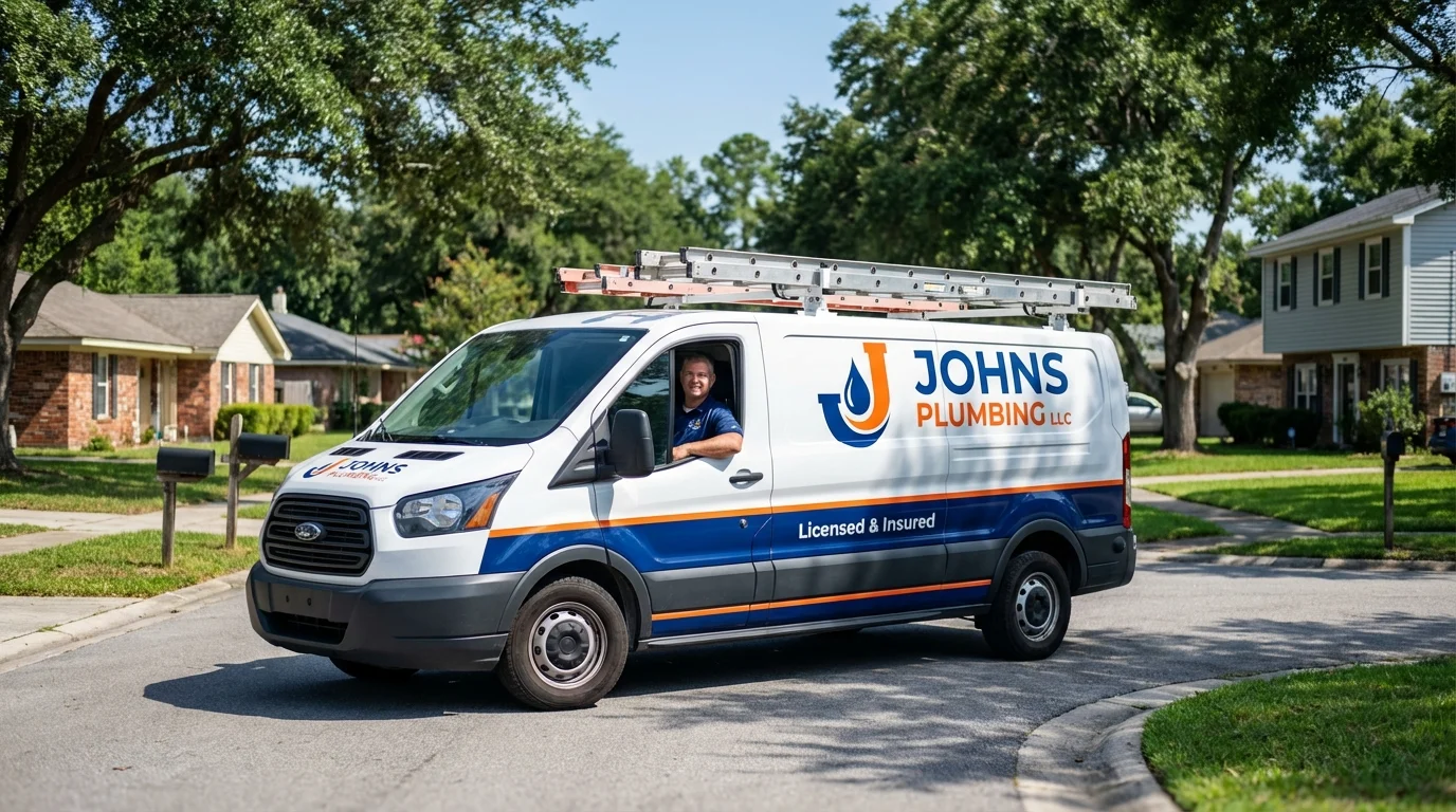 Johns Plumbing LLC service van in Livingston, TN