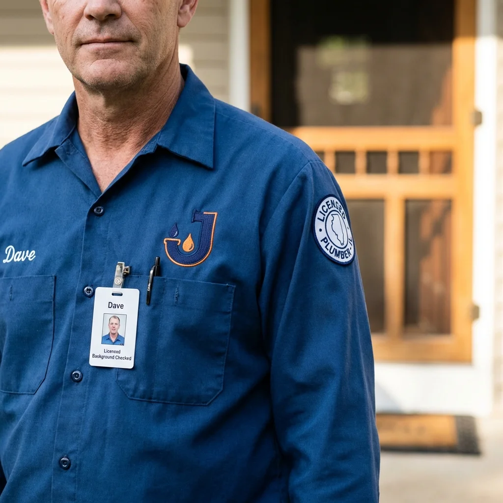 Licensed plumber showing ID badge in Livingston, TN